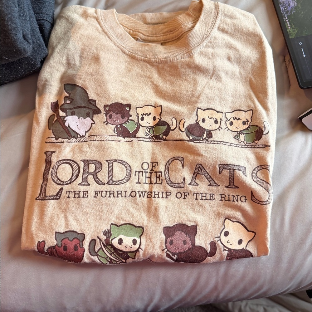 Lord of the Cats Graphic Tee - Cream with Multicolor Print